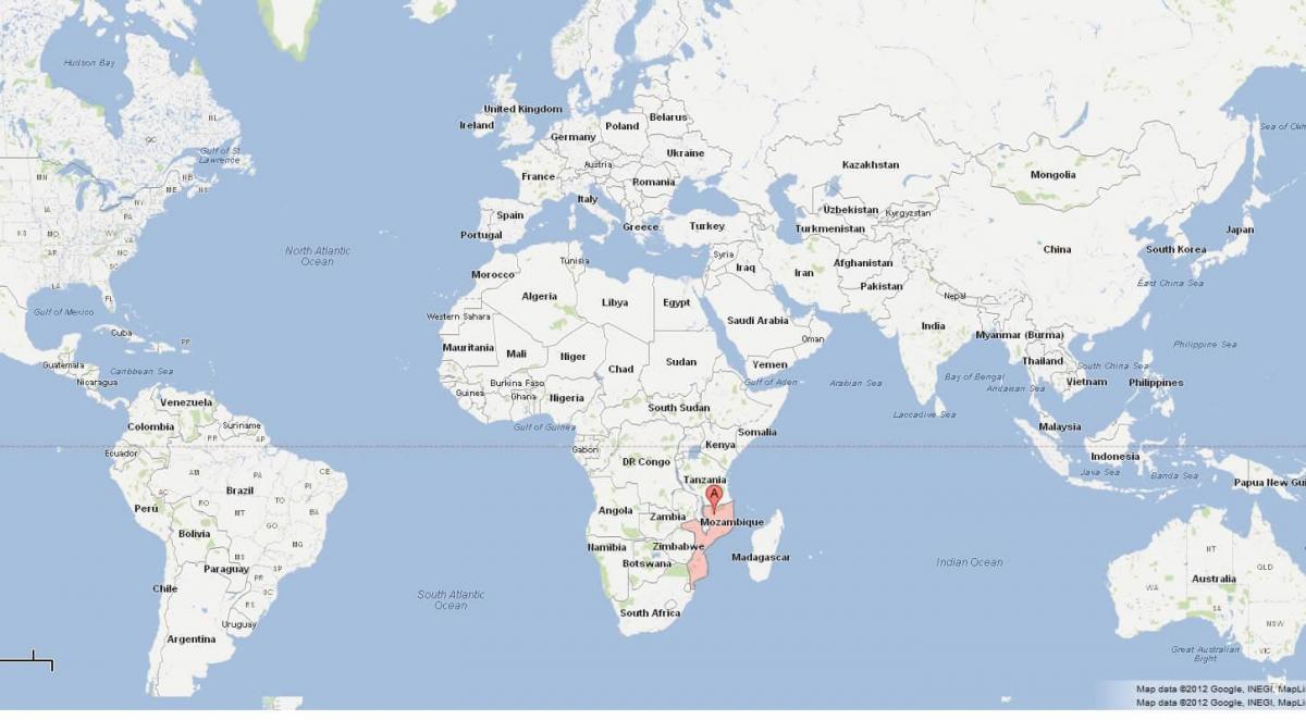 莫桑比克在世界地图上的位置