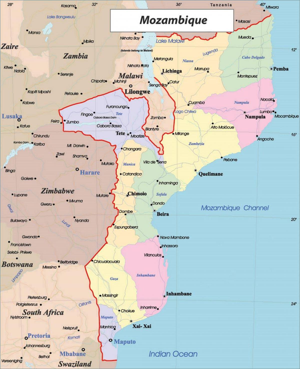 莫桑比克的政治地图