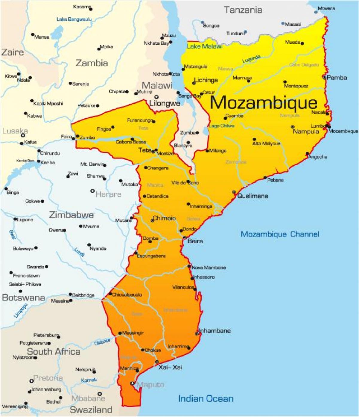 地图上的莫桑比克