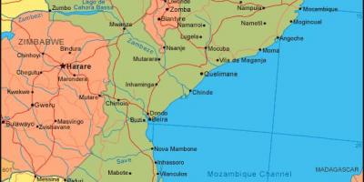 地图莫桑比克的海岸线